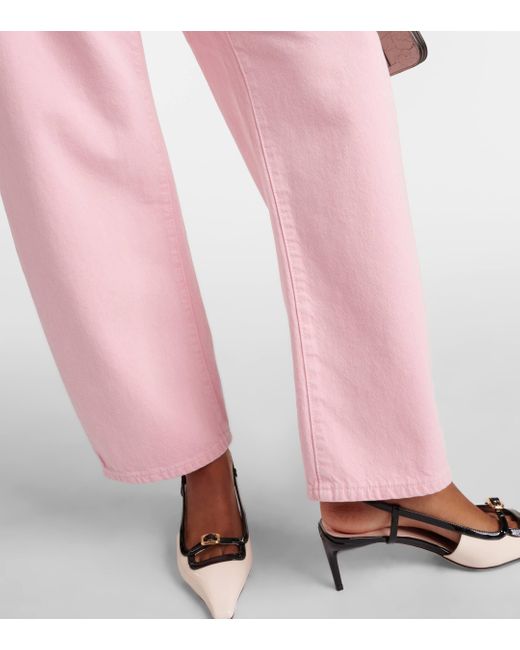 FRAME Pink High-rise Barrel-leg Jeans