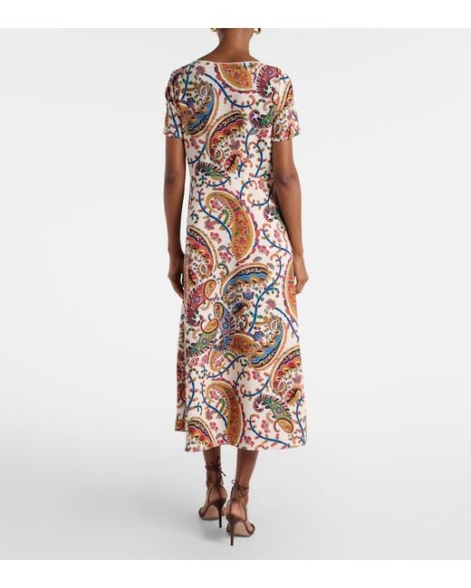 Etro White Printed Midi Dress
