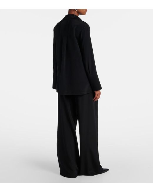 Max Mara Black Dover Silk-Blend Cady Blouse