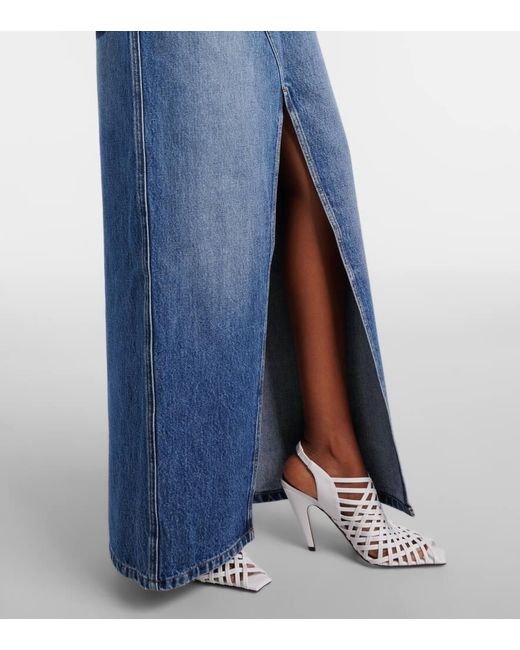 Stella McCartney Blue Denim Strapless Maxi Dress