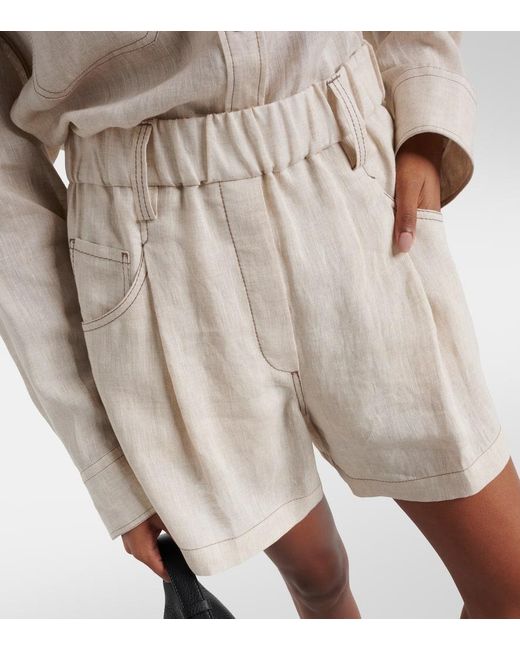 Shorts in lino di Brunello Cucinelli in White