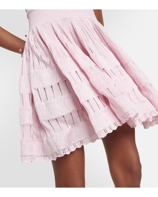 Alaïa Pink Alaïa Fluid Knitted Mini Dress
