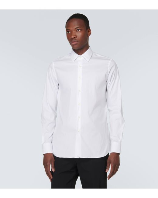 Chemise en coton melange Prada pour homme en coloris White
