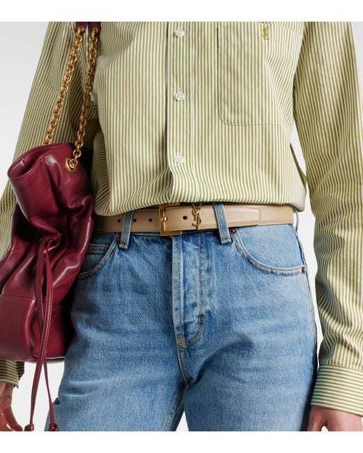 Saint Laurent Natural Leather Logo Belt For