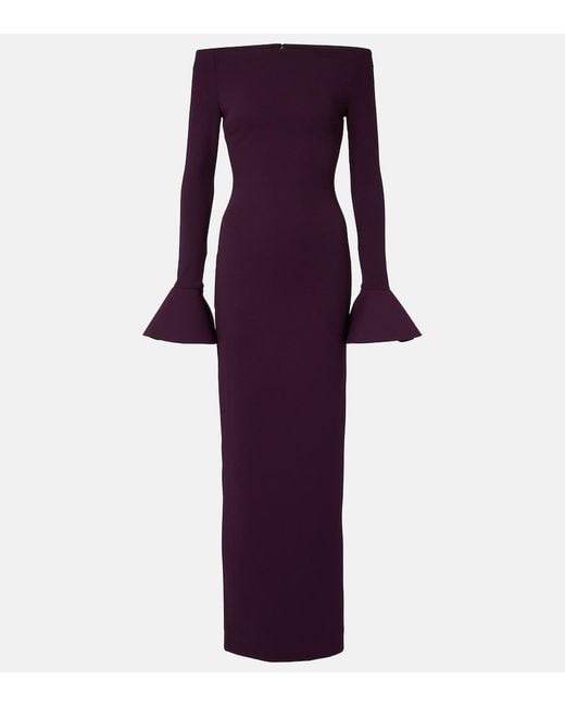 Solace London Purple Anica Off-Shoulder Gown