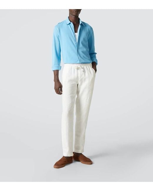 Orlebar Brown Blue Giles Cotton Pique Shirt for men