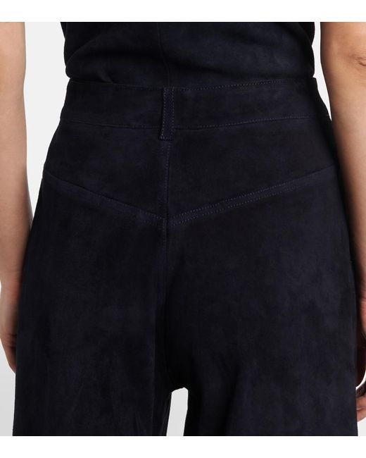 Stouls Blue Mytheo High-Rise Suede Wide-Leg Pants