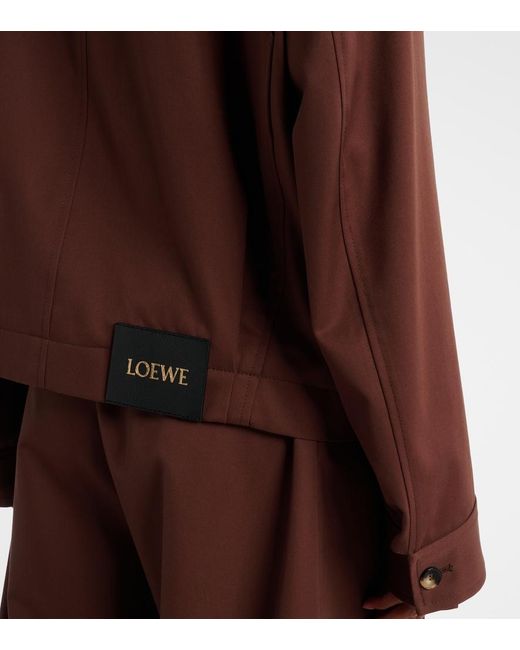Chaqueta De Sarga De Algodon Y Seda Con Cinturon Loewe de color Brown