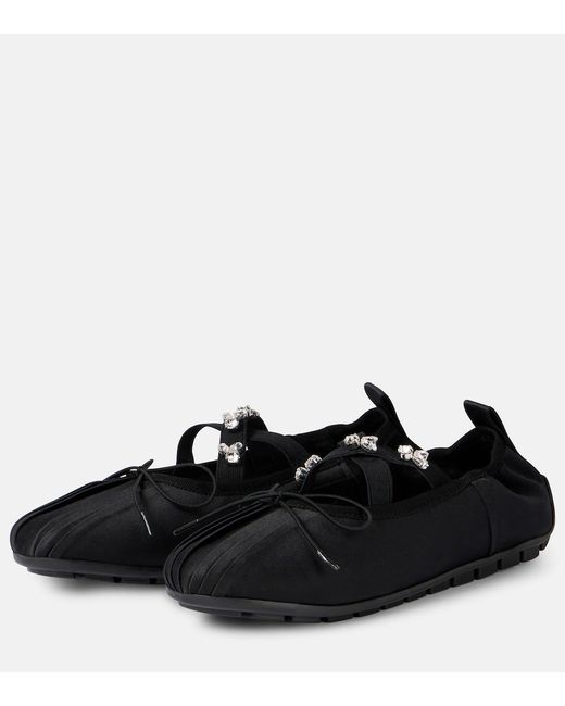 Simone Rocha Black Embellished Grip Ballerina Flats