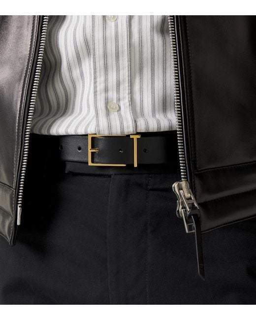 Tom Ford Black T Leather Belt for men