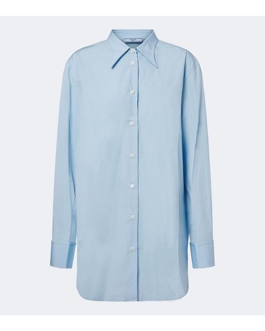 Prada Blue Oversized Cotton Poplin Shirt