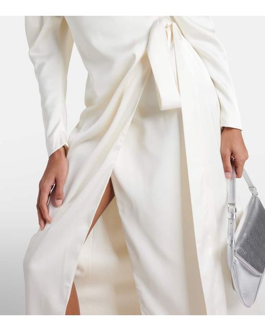 ROTATE BIRGER CHRISTENSEN White Satin Wrap Dress