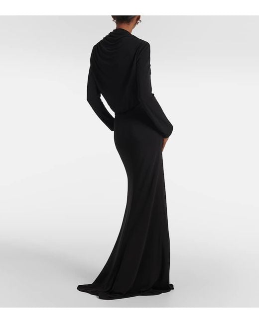 FFORME Black Joy Pleated Jersey Maxi Dress