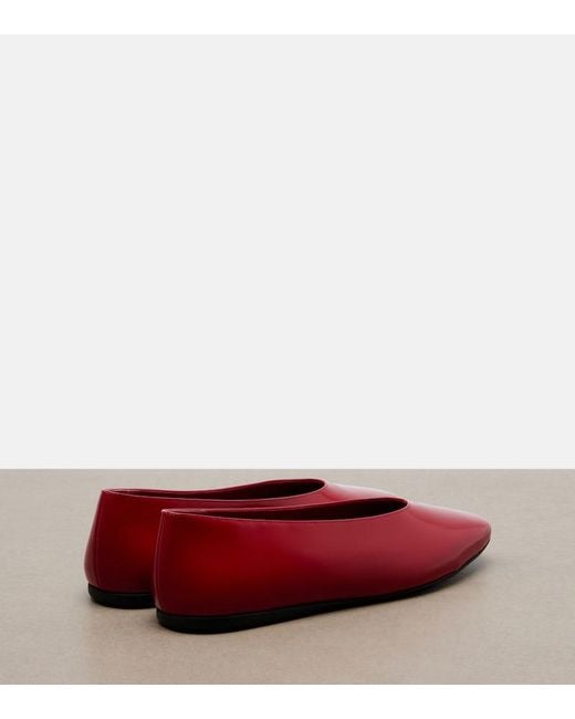 Prada Red Leather Ballet Flats