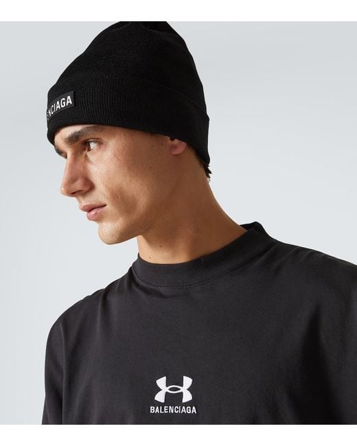 Balenciaga Black Wool-Blend Beanie for men
