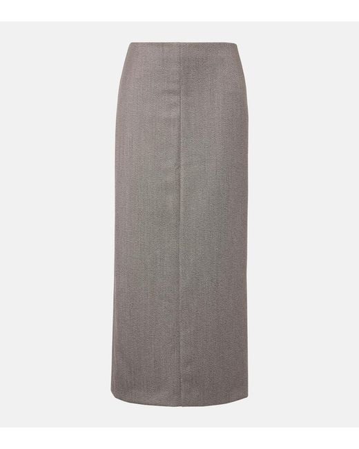 The Row Gray Nythera Virgin Wool Gabardine Pencil Skirt