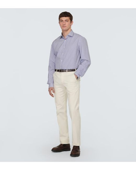 Ralph Lauren Purple Label Blue Aston Striped Cotton Shirt for men