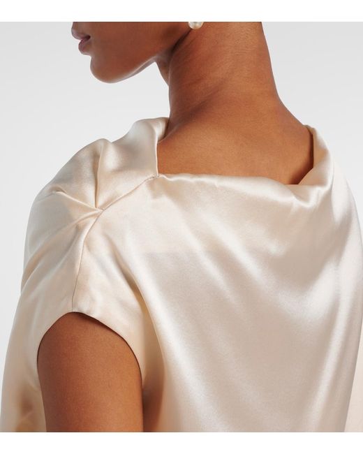 The Sei Natural Draped Silk Satin Top