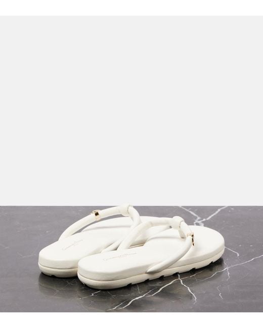 Gianvito Rossi White Juno Leather Thong Sandals