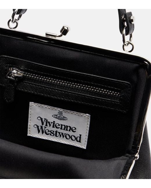 Vivienne Westwood Black Granny Frame Leather Tote Bag
