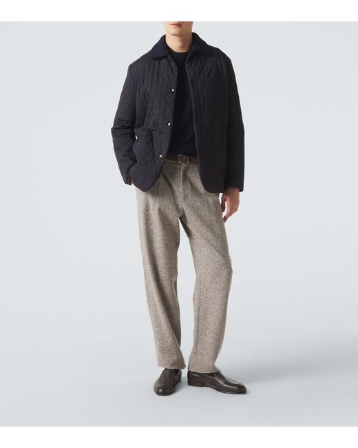 Agnona Blue Quilted Wool-Trimmed Jacket for men
