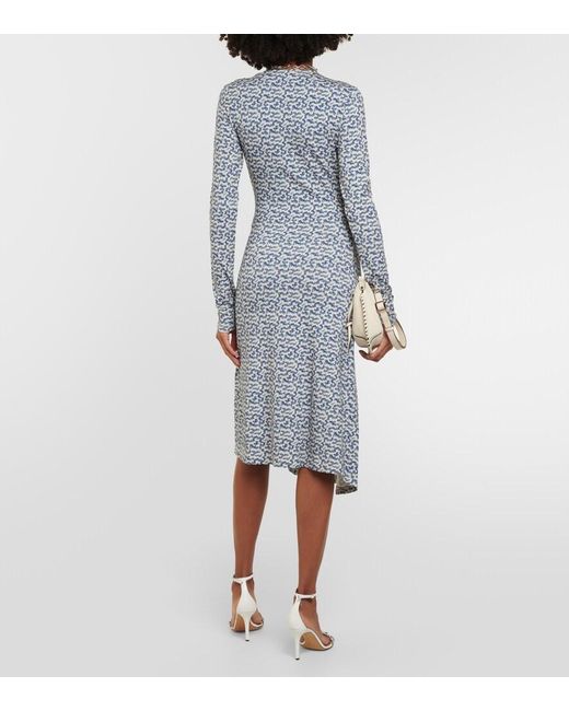 Isabel Marant Blue Lania Printed Jersey Midi Dress