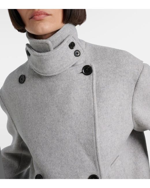 Proenza Schouler Gray Double-Breasted Wool Coat