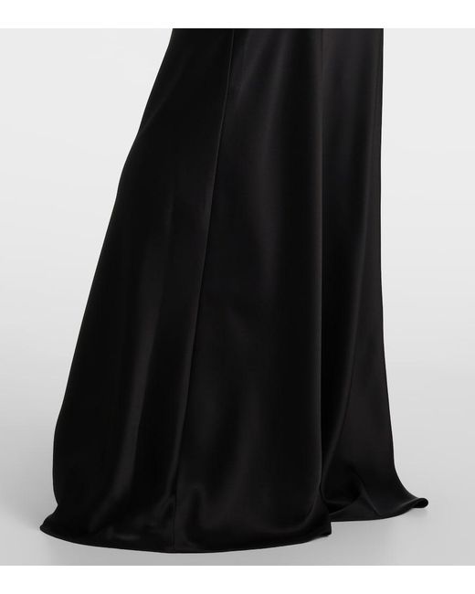 David Koma Black Embellished Satin Gown