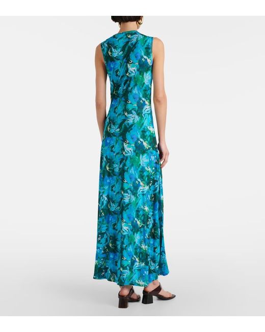 Ulla Johnson Blue Elise Ruffled Printed Jersey Maxi Dress