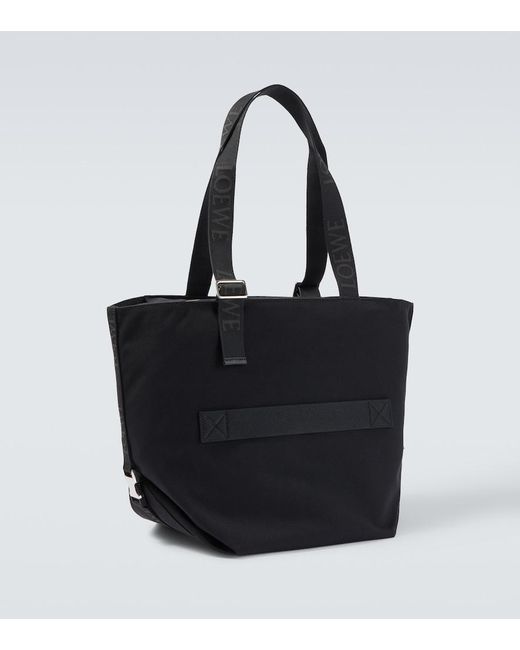 Loewe Black Flex Medium Canvas And Suede Tote Bag for men