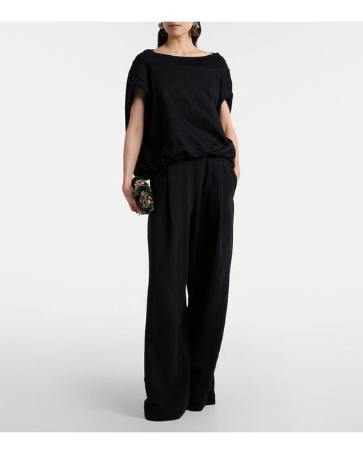 Dries Van Noten Black Cocoon Cotton Jersey Sweatshirt