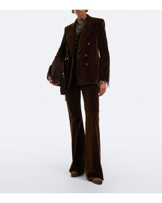 Etro Black Double-Breasted Cotton Velvet Blazer