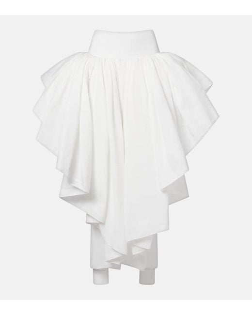 Alaïa White Draped Asymmetric Midi Skirt