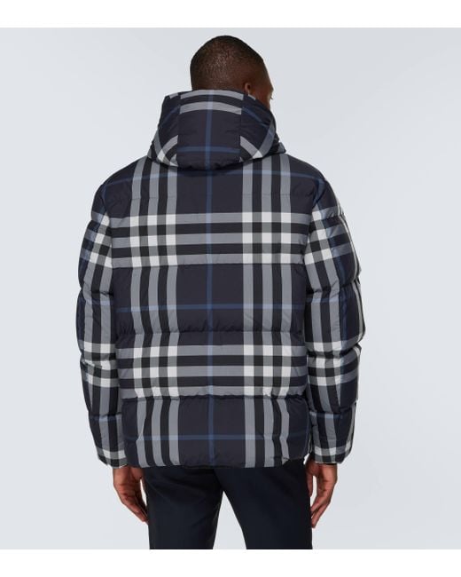 Burberry Blue Check Puffer Jacket for men