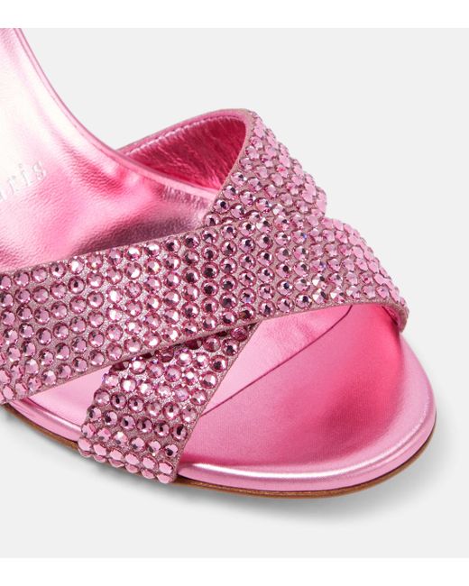 Christian Louboutin Pink Mariza Is Back Embellished Suede Mules