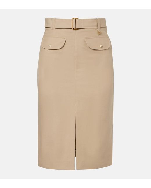 Moncler Natural Belted Cotton Pencil Skirt