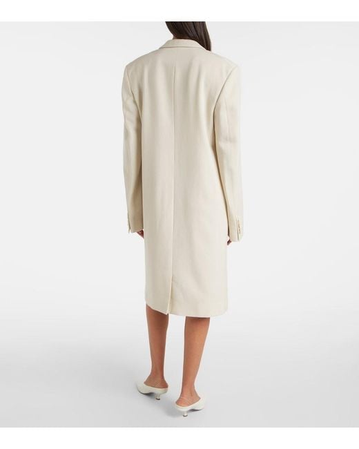 Calvin Klein Natural Evelyn Double-Breasted Wool Coat