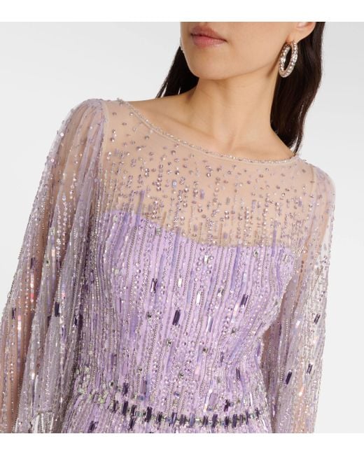 Jenny Packham Purple Rhapsody Sequin-Embellished Gown