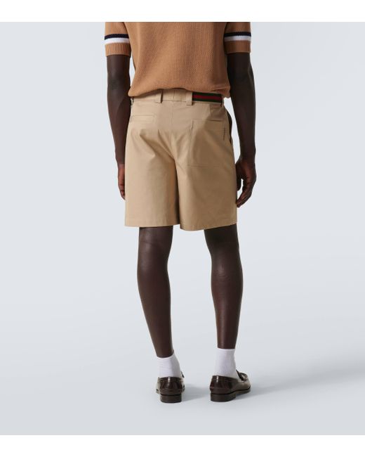 Gucci Natural Cotton Twill Shorts for men