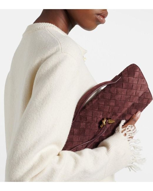 Bottega Veneta Red Andiamo Suede Clutch