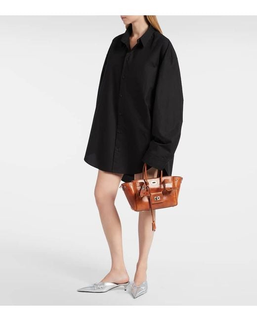 Balenciaga Brown Bel Air Mini Leather Tote Bag