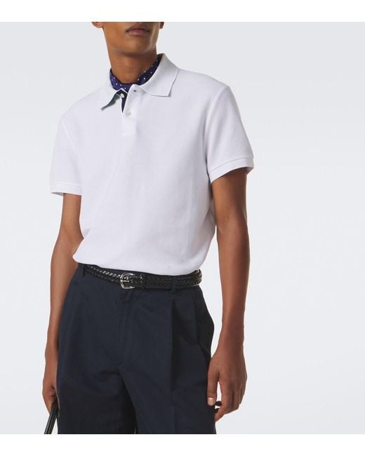 Dunhill White Cotton Pique Polo Shirt for men