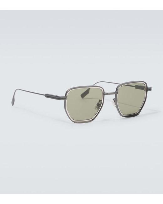 Zegna Brown Square Sunglasses for men