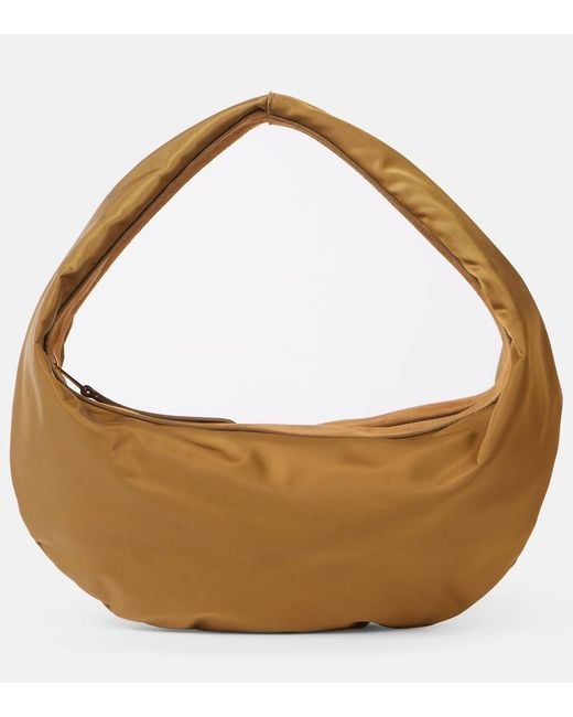Khaite Brown Olivia Medium Suede-Trimmed Shoulder Bag