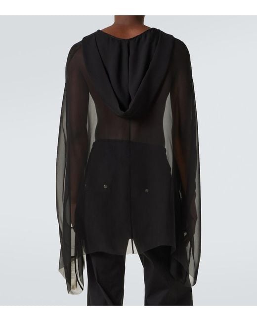 Rick Owens Gray Silk Hoodie for men