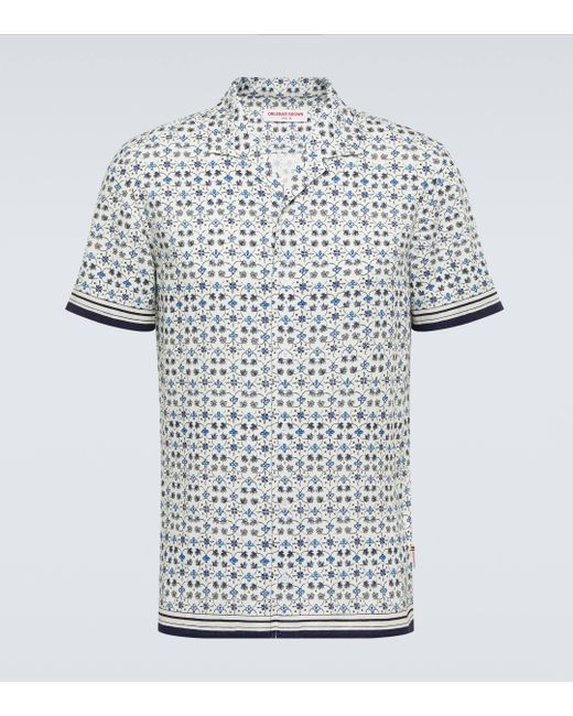 Orlebar Brown White Hibbert Floral Bowling Shirt for men