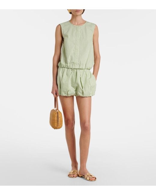 Jonathan Simkhai Green Gingham Cotton-Blend Top