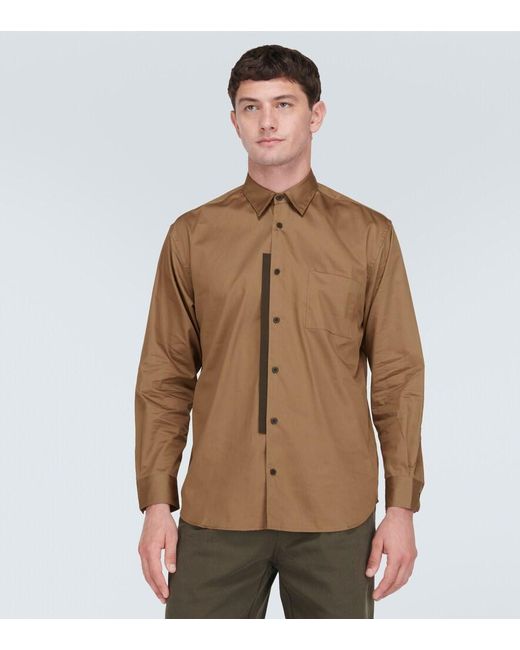 GR10K Brown Cotton Poplin Shirt for men