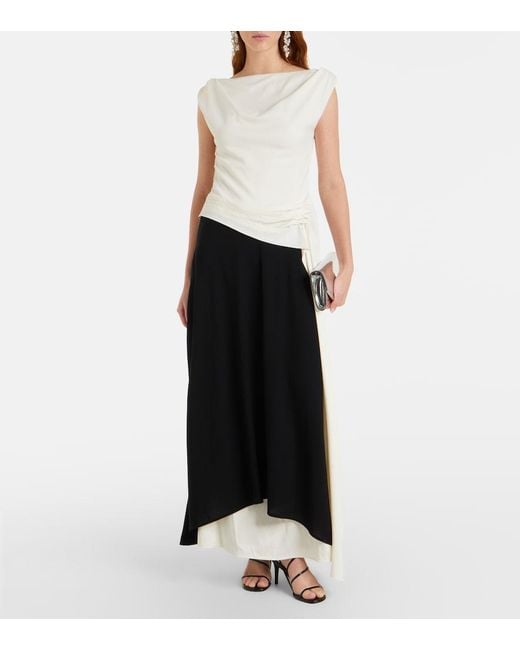 Proenza Schouler Black Daliah Draped Crepe Satin Maxi Dress