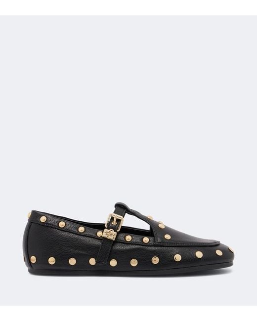 Ganni Black Mary Jenny Studded Flats